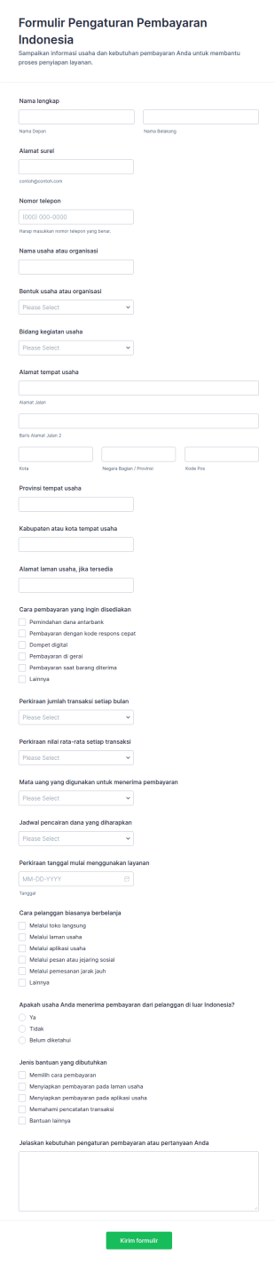 Form Penyiapan Pembayaran