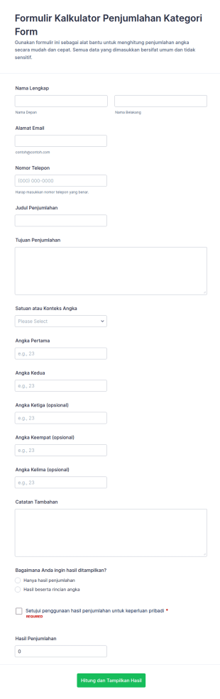 Form Perhitungan Penjumlahan