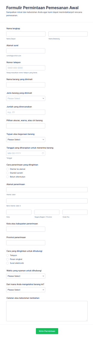 Form Permintaan Preorder