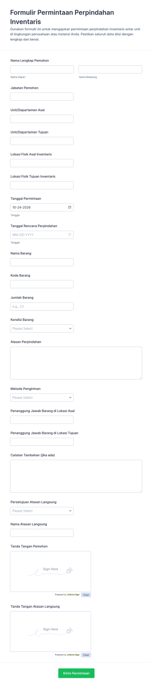 Form Permohonan Pemindahan Inventaris