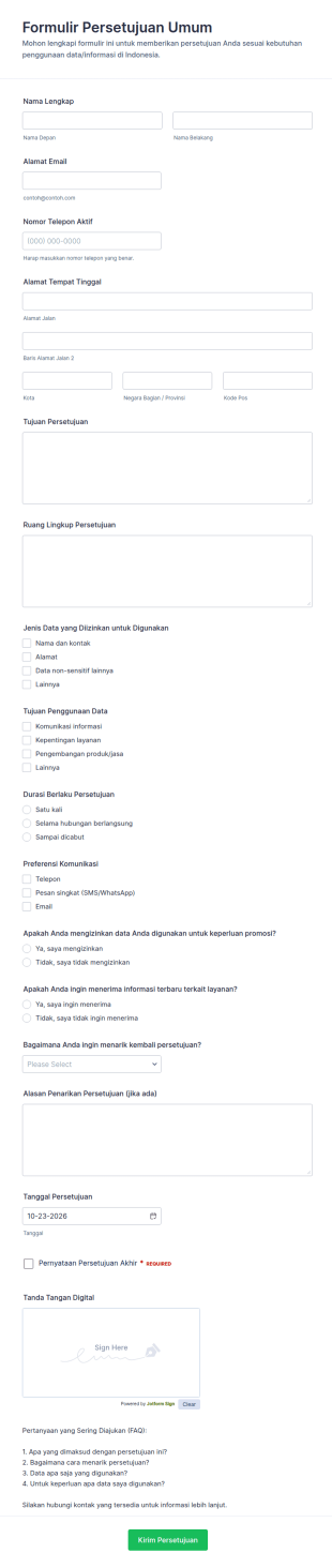 Form Persetujuan Umum