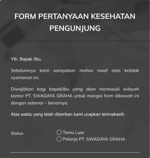 Form Pertanyaan Kesehatan Pengunjung Form Template