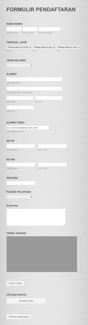 Form Registrasi Form Template