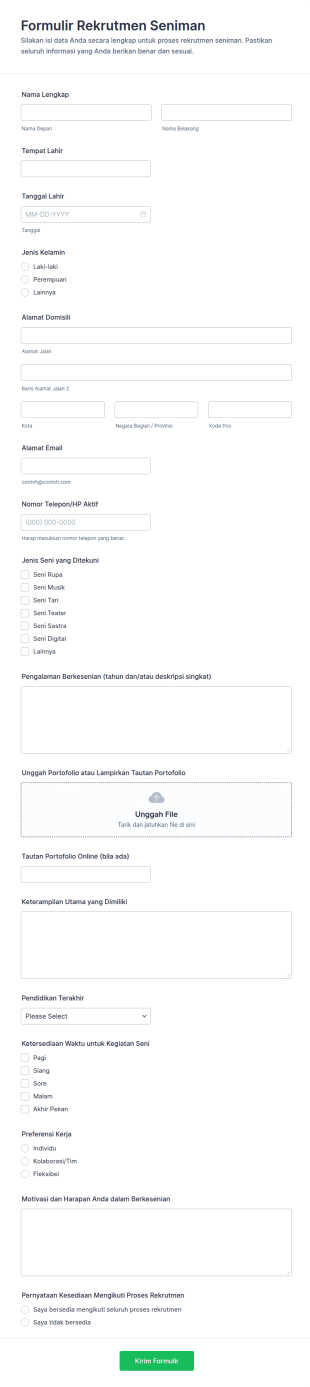 Form Rekrutmen Seniman