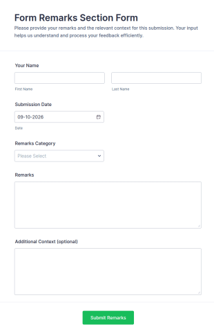 Form Remarks Section Form Template