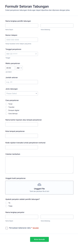 Form Setoran Tabungan