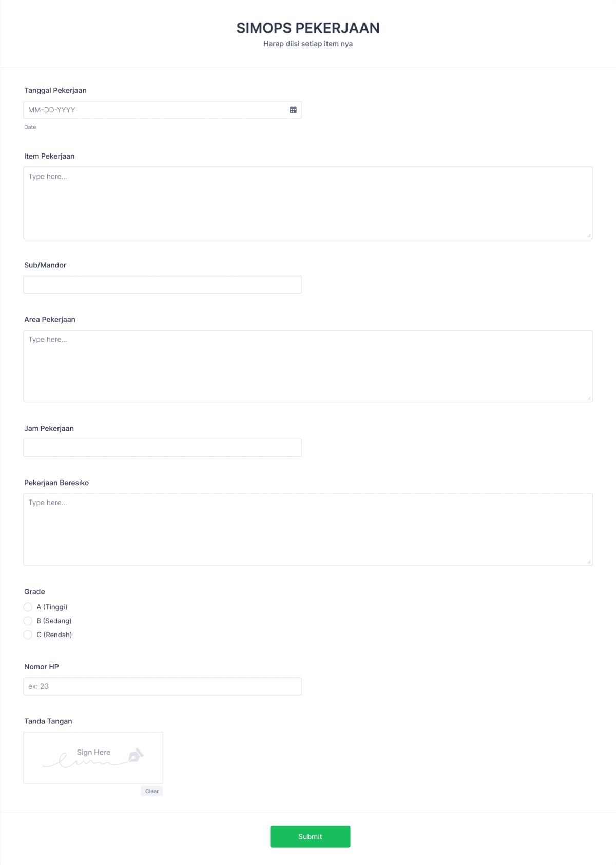 Form Simops Template Formulir | Jotform