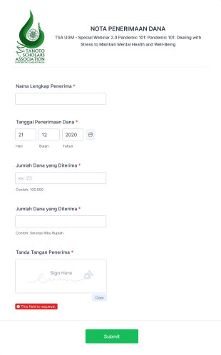 Form Tanda Pembayaran TSA UGM