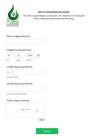 Form Tanda Pembayaran TSA UGM