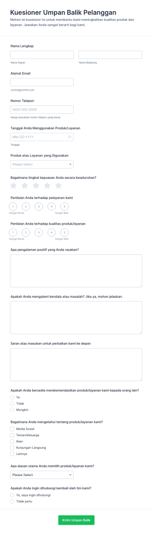 Form Umpan Balik Pelanggan