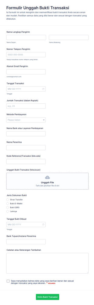 Form Unggahan Bukti Transaksi