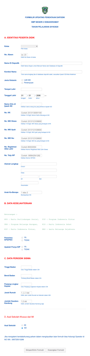 Form Updating Dapodik 2020