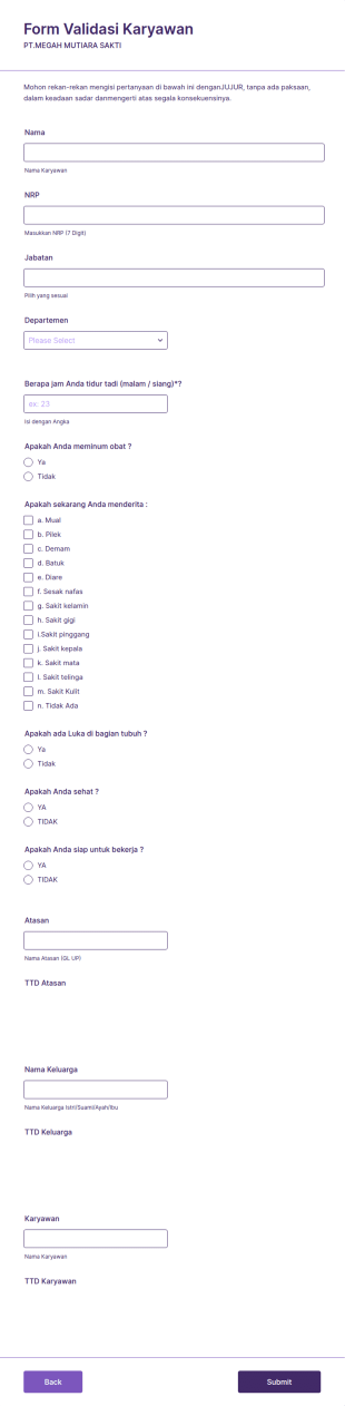 Form Validasi Karyawan MMS