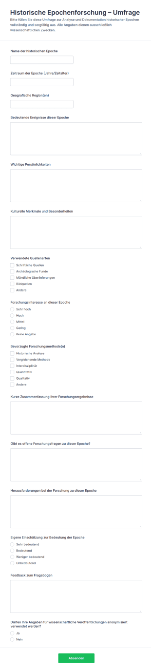 Form Zur Recherche Historischer Epochen