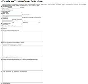 Form Zur Vertragsanfrage Für Gastprofessuren