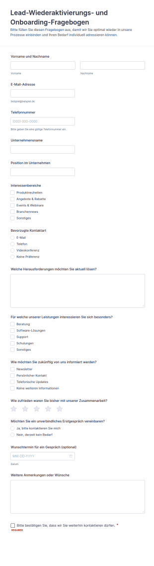 Form Zur Wiederaktivierung Von Leads