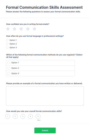 Formal Communication Skills Assessment Form Template