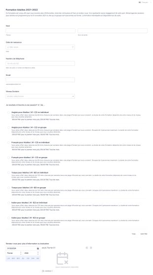 Formation Adultes : 2021 2022 Form Template
