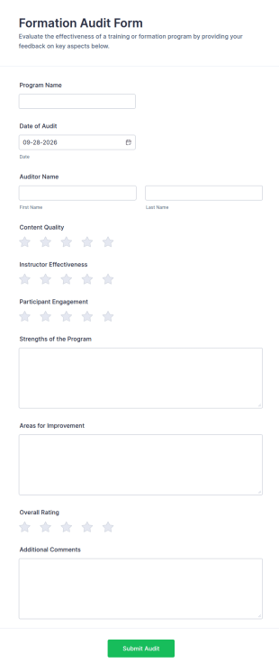 Formation Audit Form Template