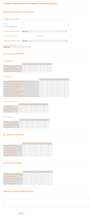 Formato De Evaluación De La Formación Profesional