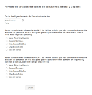 Formato De Votación Del Comité De Convivencia Laboral Y Copasst
