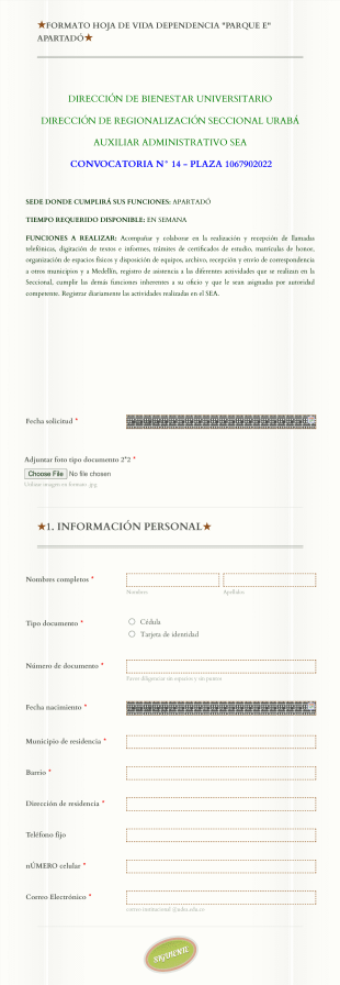 Formato Hoja De Vida