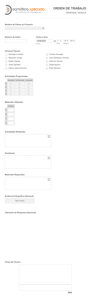 Formato Orden De Trabajo 1 Form Template
