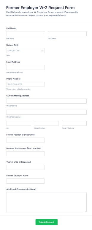 Former Employer W 2 Request Form Template