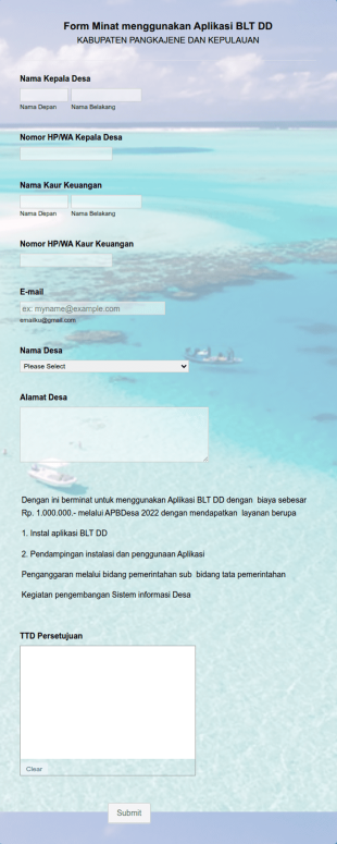 Form Minat Menggunakan Aplikasi BLT DD