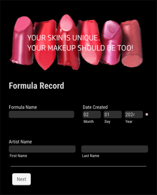 Cosmetics Formula Record Form Template