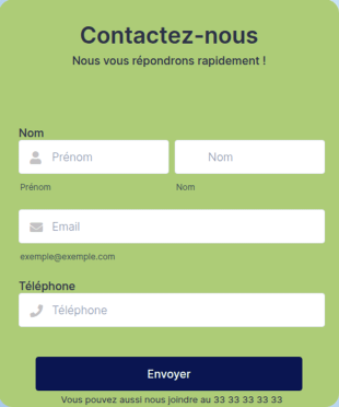 Formulaire Contactez Nous Thème Citron Vert