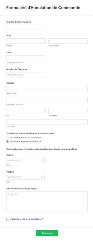 Formulaire D' Annulation De Commande