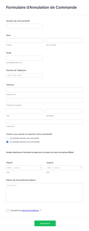 Formulaire D' Annulation De Commande
