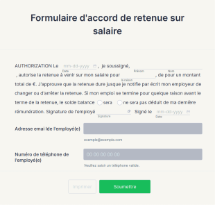 Formulaire D'accord De Retenue Sur Salaire