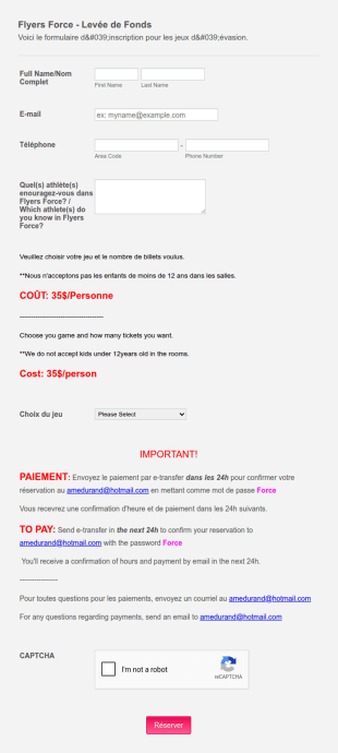 Formulaire D'achat De Billets