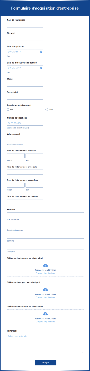 Formulaire D'acquisition D'entreprise
