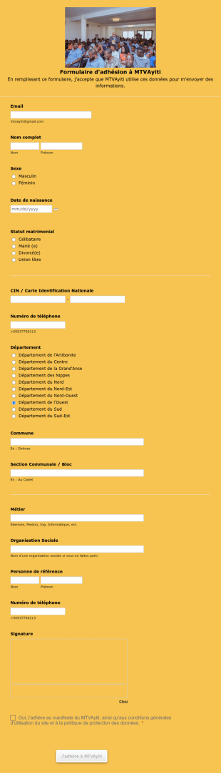 Formulaire D'adhésion à Un Parti Politique