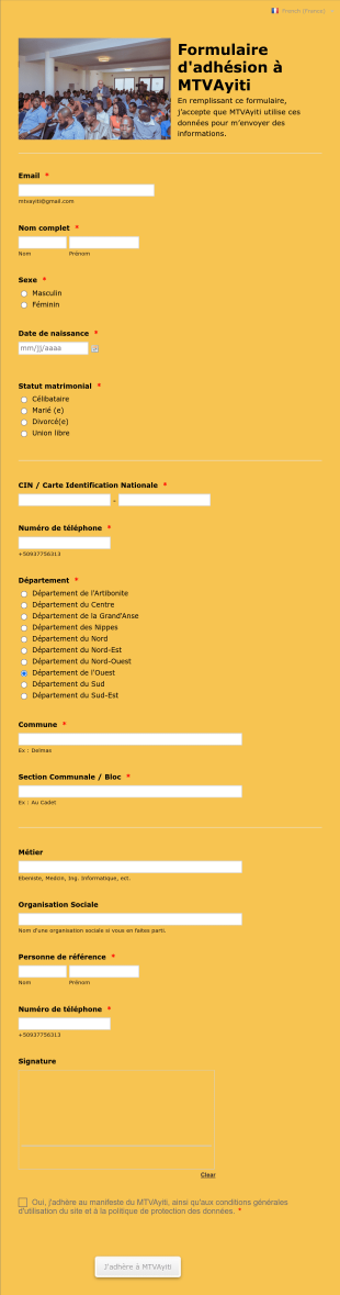 Formulaire D'adhésion à Un Parti Politique Form Template