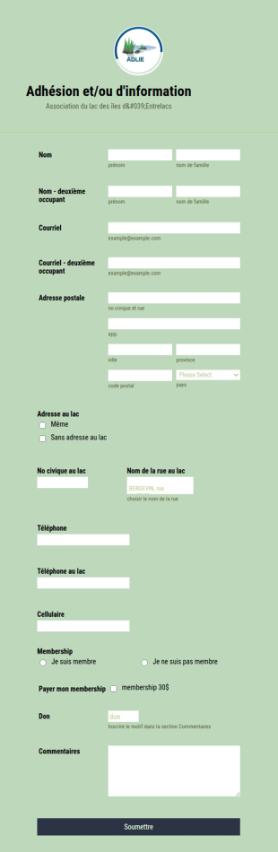 Formulaire D'adhésion Association