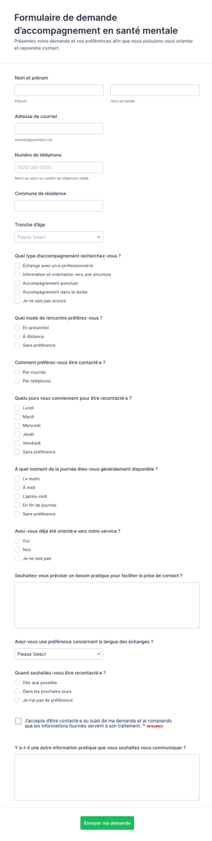Formulaire D’admission En Santé Mentale