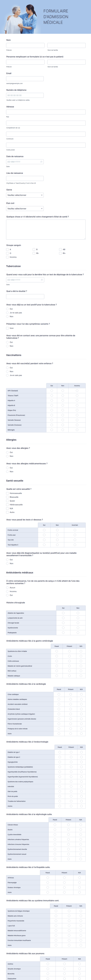 Formulaire D'admission Médicale