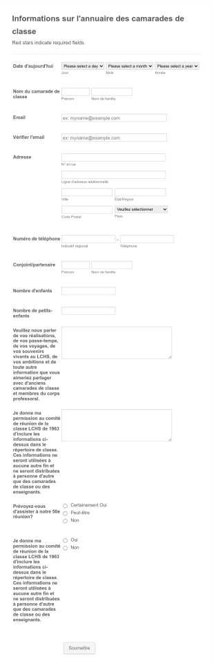 Formulaire D'annuaire Des Contacts Des Anciens Form Template