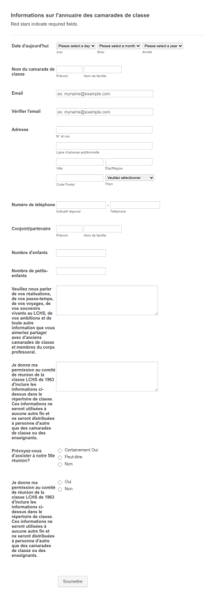 Formulaire D'annuaire Des Contacts Des Anciens