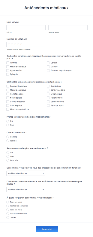 Formulaire D'antécédents Médicaux HIPAA Form Template