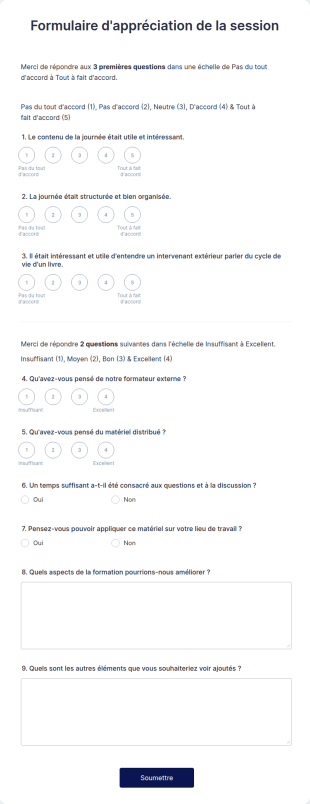 Formulaire D'appréciation De La Session