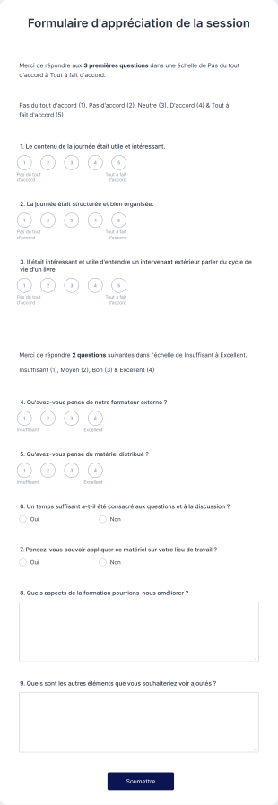 Formulaire D'appréciation De La Session