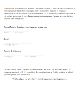 Formulaire D'Auto Déclaration Coronavirus