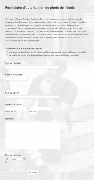 Formulaire D'autorisation De Photo De L'école Form Template