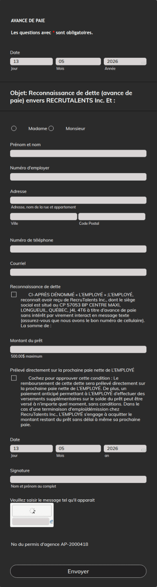 Formulaire Davance De Paie