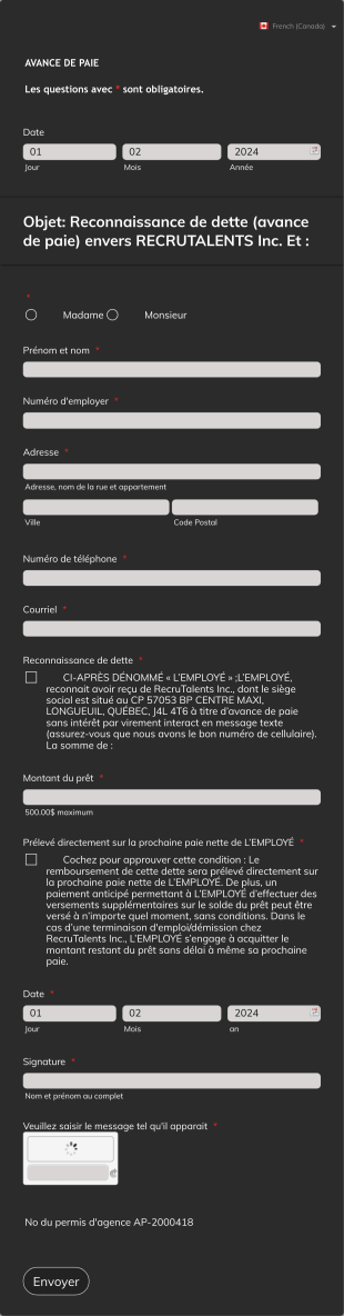 Formulaire Davance De Paie